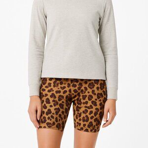 Gap Fit Blackout Technology Cheetah Animal Print Biker Athletic Shorts Large